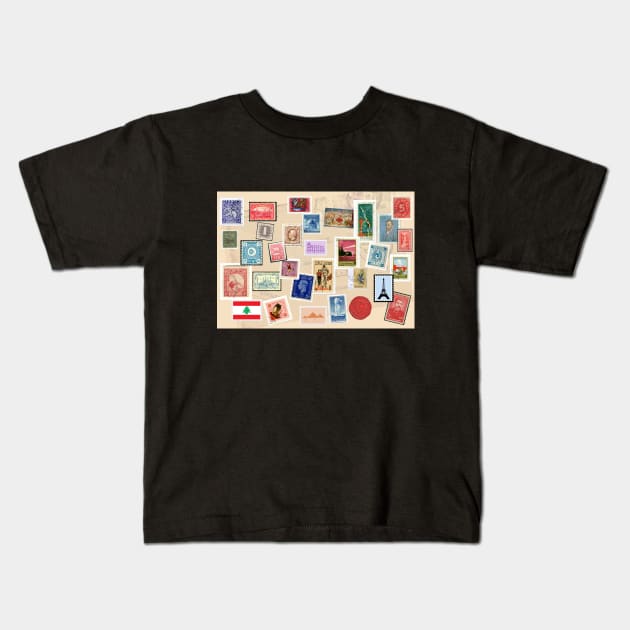 post stamps design Kids T-Shirt by artbleed